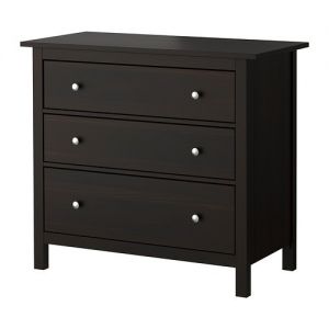HEMNES Komoda, 3 szuflady, czarnybrąz