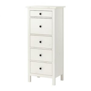 HEMNES Komoda, 5 szuflad, biała bejca