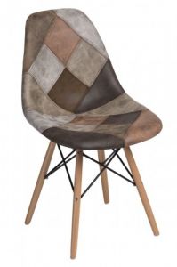 Krzesło P016W patchwork beżowo - brązowy