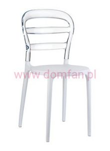 Krzesło Miss Bibi white/transparent transparentne oparcie