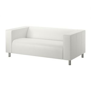 Klippan sofa dwuosobowa pokrycie sztuczna skóra biała