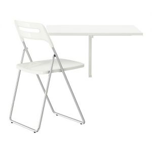 IKEA NORBERG / NISSE Stół i 1 krzesło, biały, chrom biały
