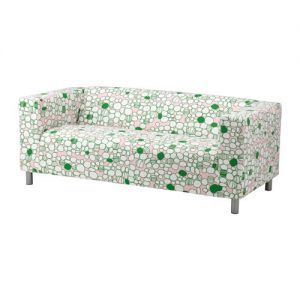 IKEA KLIPPAN Pokrycie sofy 2-osobowej, Marrehill różowy, zielony