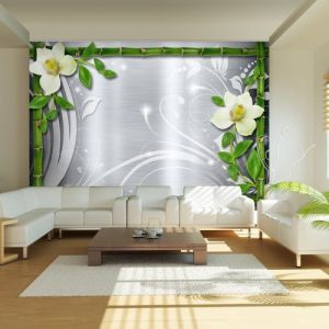 Fototapeta - Bambus i dwie orchidee