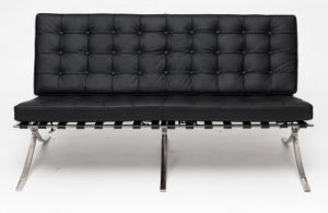 Sofa BA2 2 osobowa, czarna skóra TP