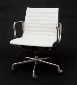 Fotel biurowy CH1171T biała skóra,chrom