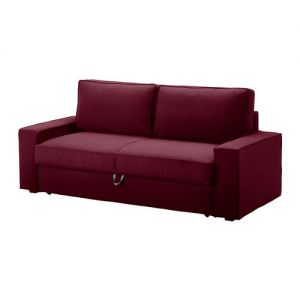 VILASUND Sofa trzyosobowa rozkładana, Dansbo czerwonoliliowy