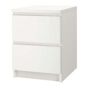 MALM Komoda, 2 szuflady, biały