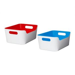 VARIERA Pudełko, biały/niebieski połysk, różne jasne kolory czerwony