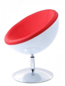 Fotel Mercury K-biały, S-czerwone