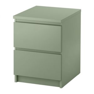 MALM Komoda, 2 szuflady, jasnozielony