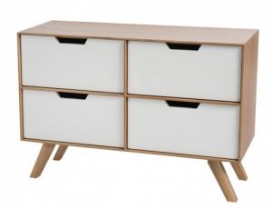 Komoda NordicSMALL6 K-biały, F-dąb, N-dąb, U-frezowany