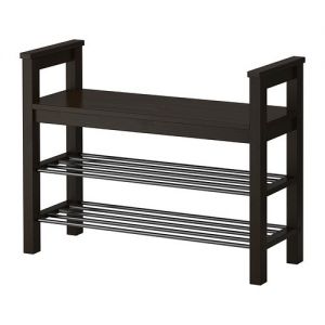 HEMNES Ława z miejscem na buty, czarnobrąz