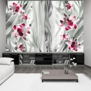 Fototapeta - Różowe orchidee w platynie