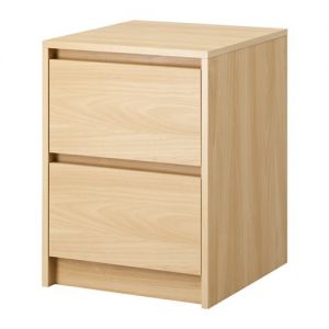 SKREIA Komoda, 2 szuflady, imit. brzozy